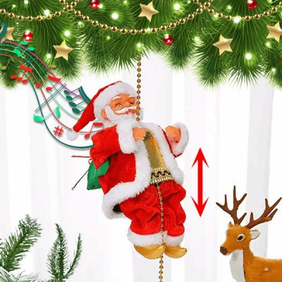 Moș Crăciun care se cațără pe frânghie SANTACLIMB